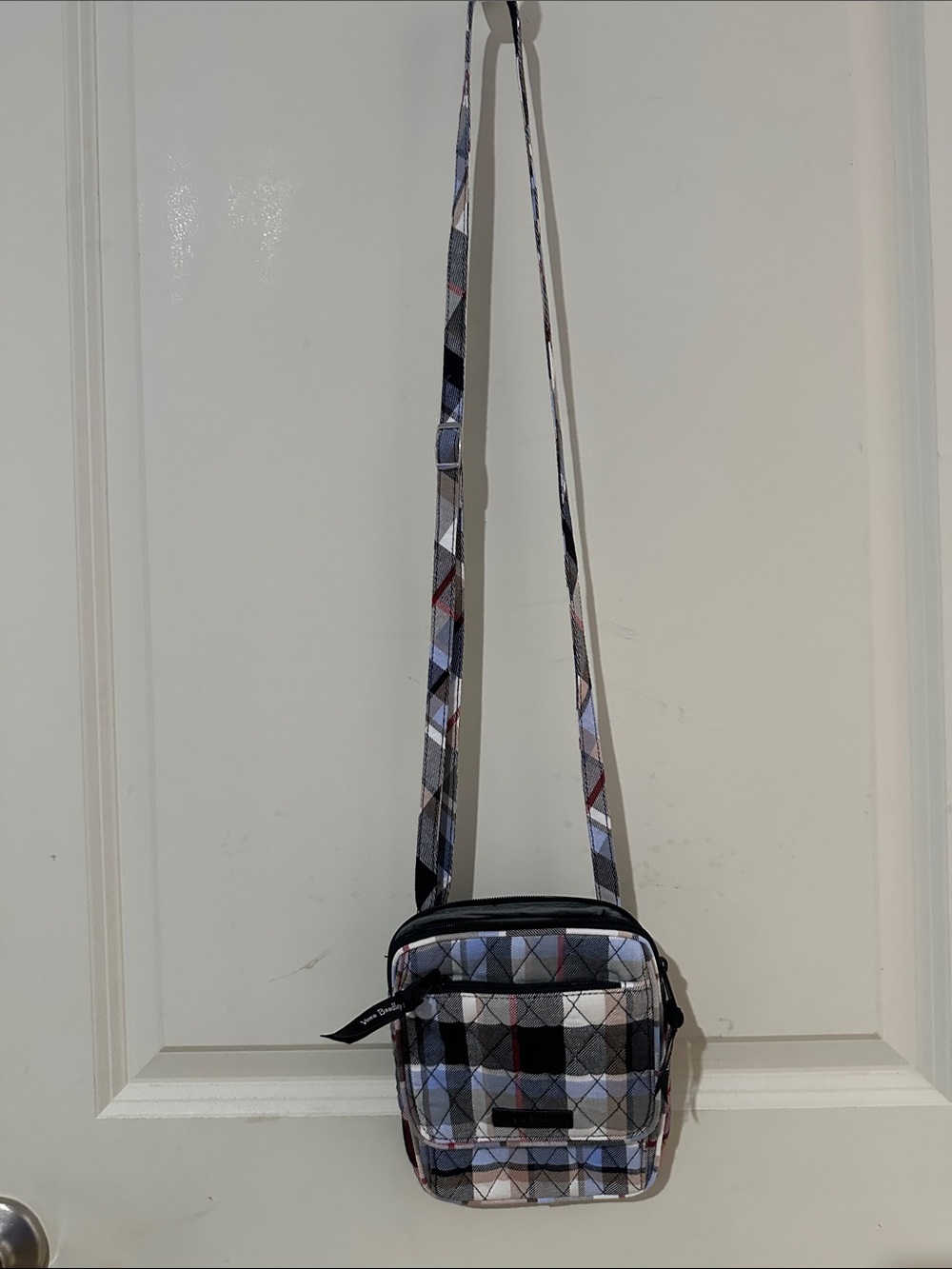 Vera Bradley Men's Crossbody Messenger in Multi Plaid (black, gray, blue)